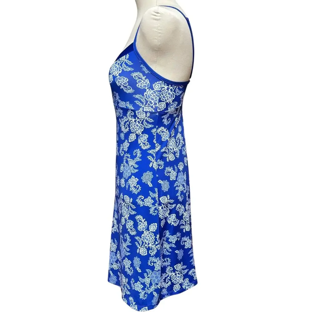 Laura Ashley Blue White Floral Chemise Night Gown Small
